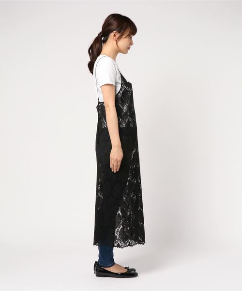 RIVE DROITE（リヴドロワ）の「リーフレースキャミワンピース（ワンピース・レディース・ブラック/オフホワイト・FREE）」の3枚目の写真