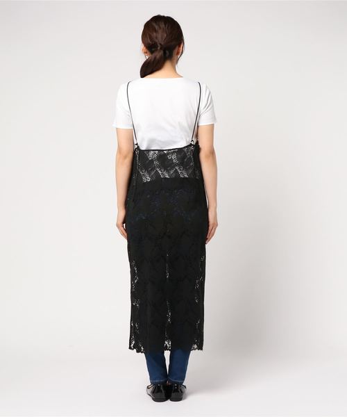 RIVE DROITE（リヴドロワ）の「リーフレースキャミワンピース（ワンピース・レディース・ブラック/オフホワイト・FREE）」の4枚目の写真