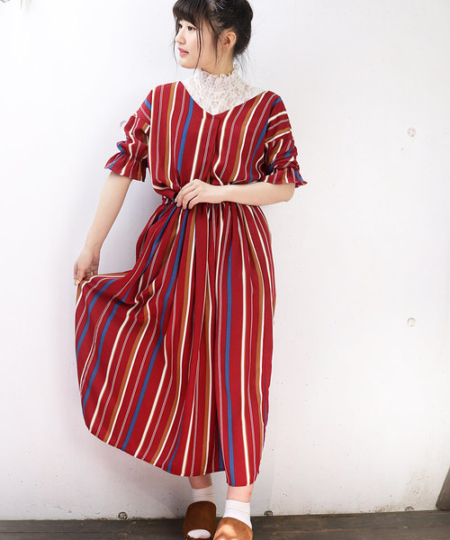 Rivet Surge リベットアンドサージ の マルチストライプｖネックワンピース ワンピース Wear