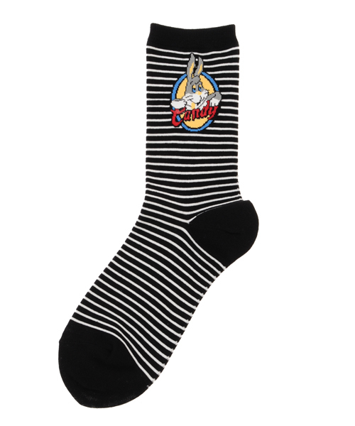 Candy Stripper（キャンディストリッパー）の「LAZY CANDY BORDER ソックス（ソックス/靴下・レディース・ブラック/グレー/ピンク・FREE）」の4枚目の写真