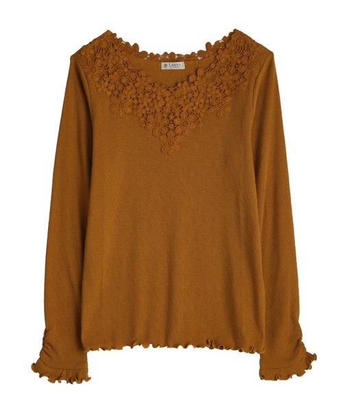 axes femme（アクシーズファム）の「お花レースインナープルオーバー（Tシャツ/カットソー・レディース・ブラック/ダークグリーン/パープル/マスタード/ワイン/キナリ・MEDIUM）」の5枚目の写真
