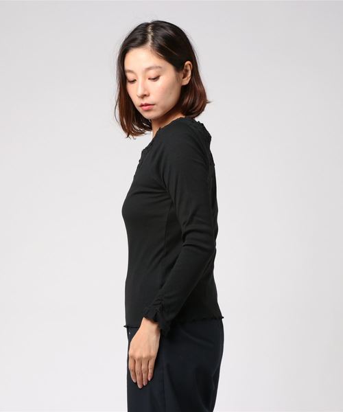 axes femme（アクシーズファム）の「お花レースインナープルオーバー（Tシャツ/カットソー・レディース・ブラック/ダークグリーン/パープル/マスタード/ワイン/キナリ・MEDIUM）」の7枚目の写真