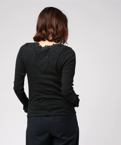 axes femme（アクシーズファム）の「お花レースインナープルオーバー（Tシャツ/カットソー・レディース・ブラック/ダークグリーン/パープル/マスタード/ワイン/キナリ・MEDIUM）」の8枚目の写真