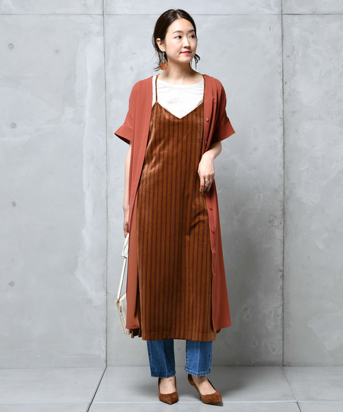 DouDou（ドゥドゥ）の「ベロアストライプOP（ワンピース・レディース・カーキ/キャメル・FREE）」の11枚目の写真