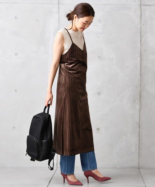 DouDou（ドゥドゥ）の「ベロアストライプOP（ワンピース・レディース・カーキ/キャメル・FREE）」の14枚目の写真