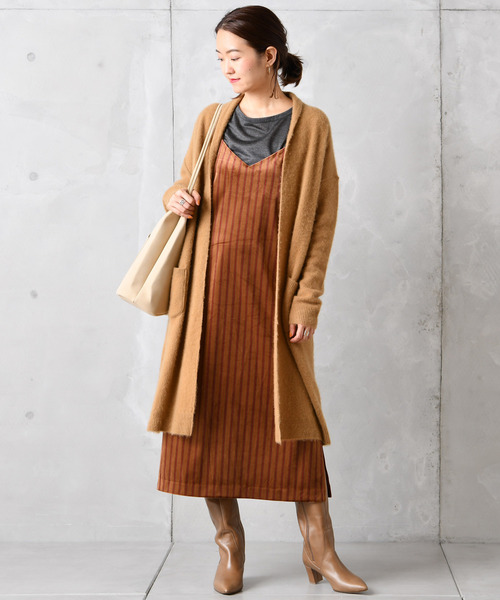 DouDou（ドゥドゥ）の「ベロアストライプOP（ワンピース・レディース・カーキ/キャメル・FREE）」の17枚目の写真