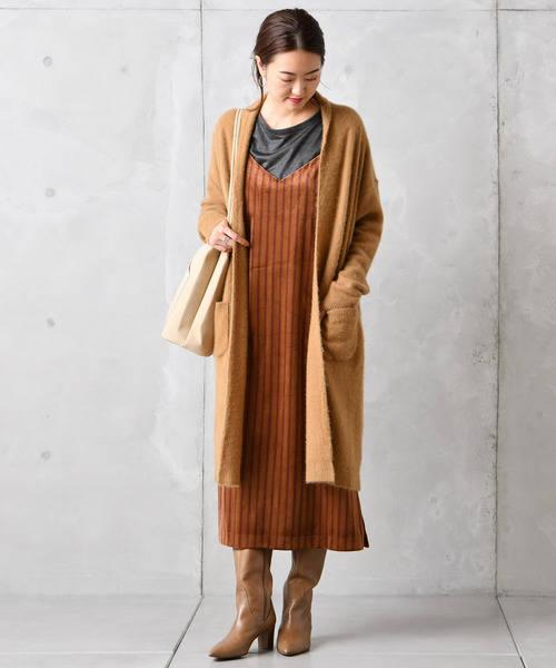 DouDou（ドゥドゥ）の「ベロアストライプOP（ワンピース・レディース・カーキ/キャメル・FREE）」の18枚目の写真