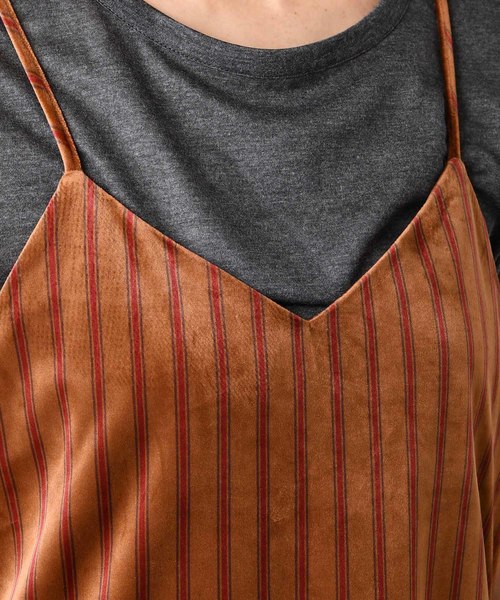 DouDou（ドゥドゥ）の「ベロアストライプOP（ワンピース・レディース・カーキ/キャメル・FREE）」の22枚目の写真