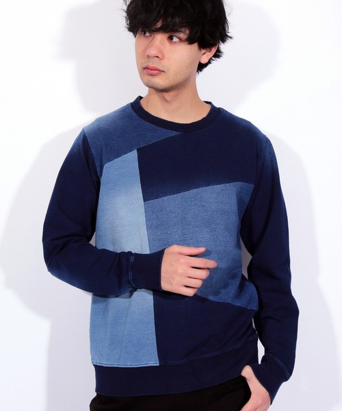 8(eight)(エイト)の「カットデニム クレイジー スウェット(スウェット・メンズ・インディゴブルー/ブルー・MEDIUM/LARGE/X-LARGE)」の1枚目の写真