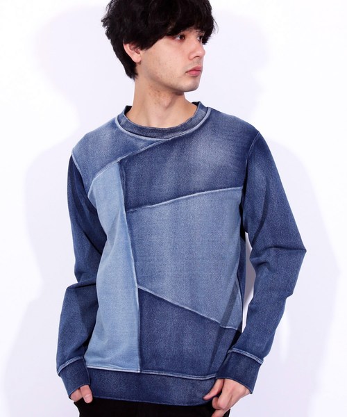 8(eight)(エイト)の「カットデニム クレイジー スウェット(スウェット・メンズ・インディゴブルー/ブルー・MEDIUM/LARGE/X-LARGE)」の2枚目の写真