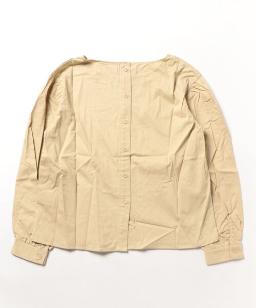 STYLEBLOCK（スタイルブロック）の「綿ツイルバック釦ステッチブラウス（シャツ/ブラウス・レディース・ライトベージュ/ネイビー/ホワイト/オレンジ・M）」の5枚目の写真