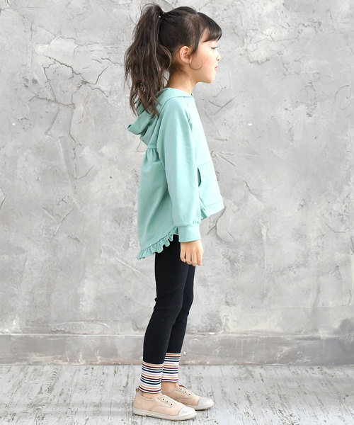 Bee des Bee（ビーデスビー）の「アシメ裾フリル長袖パーカー（Tシャツ/カットソー・キッズ・ネイビー/ミント・110cm/100cm/120cm/130cm/140cm/150cm）」の4枚目の写真