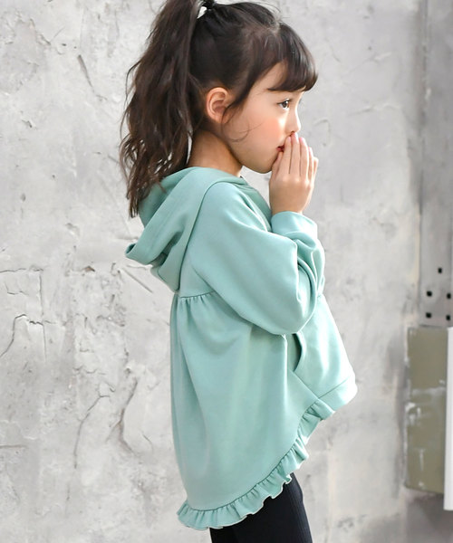 Bee des Bee（ビーデスビー）の「アシメ裾フリル長袖パーカー（Tシャツ/カットソー・キッズ・ネイビー/ミント・110cm/100cm/120cm/130cm/140cm/150cm）」の8枚目の写真