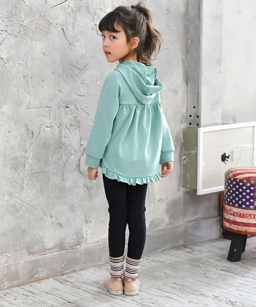 Bee des Bee（ビーデスビー）の「アシメ裾フリル長袖パーカー（Tシャツ/カットソー・キッズ・ネイビー/ミント・110cm/100cm/120cm/130cm/140cm/150cm）」の9枚目の写真