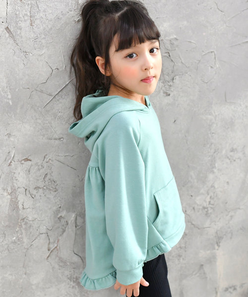 Bee des Bee（ビーデスビー）の「アシメ裾フリル長袖パーカー（Tシャツ/カットソー・キッズ・ネイビー/ミント・110cm/100cm/120cm/130cm/140cm/150cm）」の10枚目の写真