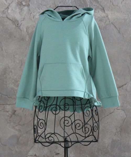 Bee des Bee（ビーデスビー）の「アシメ裾フリル長袖パーカー（Tシャツ/カットソー・キッズ・ネイビー/ミント・110cm/100cm/120cm/130cm/140cm/150cm）」の11枚目の写真