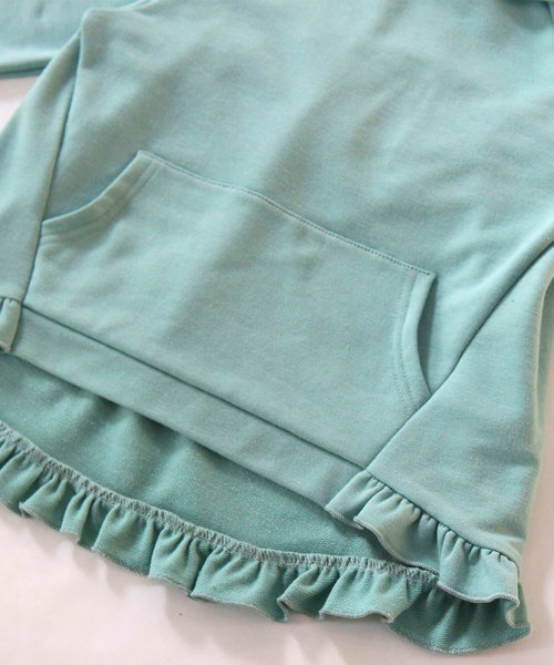 Bee des Bee（ビーデスビー）の「アシメ裾フリル長袖パーカー（Tシャツ/カットソー・キッズ・ネイビー/ミント・110cm/100cm/120cm/130cm/140cm/150cm）」の12枚目の写真