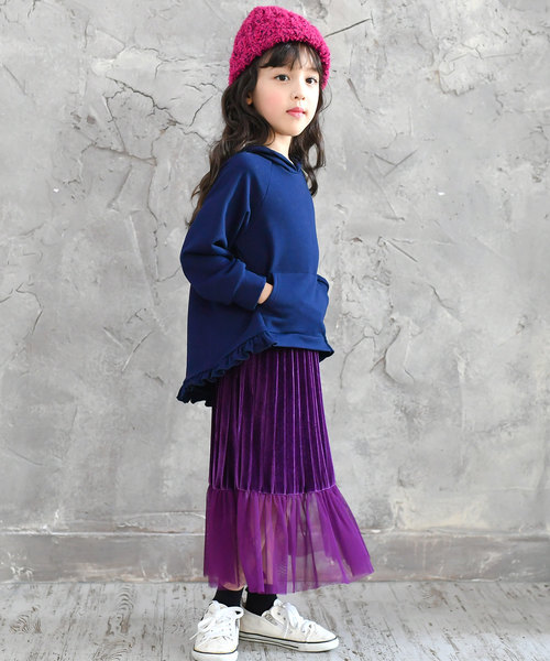 Bee des Bee（ビーデスビー）の「アシメ裾フリル長袖パーカー（Tシャツ/カットソー・キッズ・ネイビー/ミント・110cm/100cm/120cm/130cm/140cm/150cm）」の16枚目の写真