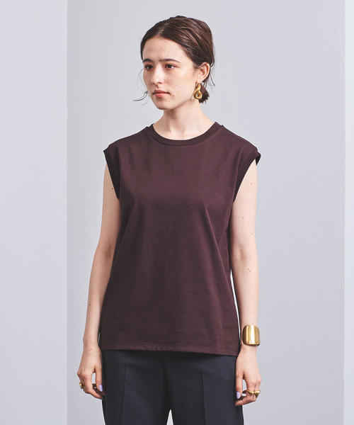 UNITED ARROWS(ユナイテッドアローズ)の「UWSC コットン ノースリーブ カットソー†◆(Tシャツ/カットソー・レディース・ホワイト/ダークブラウン/ネイビー・FREE)」の4枚目の写真