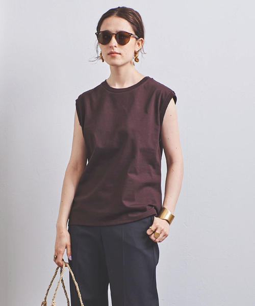 UNITED ARROWS(ユナイテッドアローズ)の「UWSC コットン ノースリーブ カットソー†◆(Tシャツ/カットソー・レディース・ホワイト/ダークブラウン/ネイビー・FREE)」の11枚目の写真