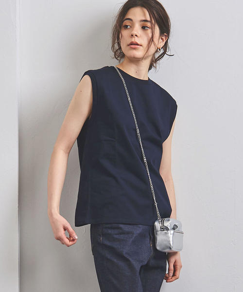 UNITED ARROWS(ユナイテッドアローズ)の「UWSC コットン ノースリーブ カットソー†◆(Tシャツ/カットソー・レディース・ホワイト/ダークブラウン/ネイビー・FREE)」の17枚目の写真