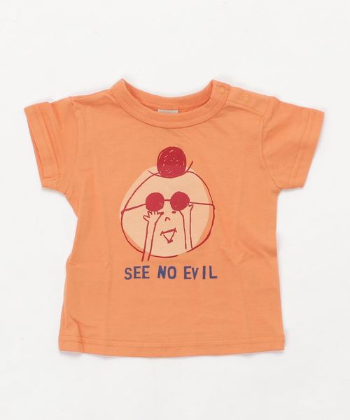 DILASH（ディラッシュ）の「やわらか天竺 見ざる/言わざる/聞かざる Tシャツ（Tシャツ/カットソー・キッズ・キナリ/グリーン/オレンジ・80/90/100/110/120/130/140）」の3枚目の写真