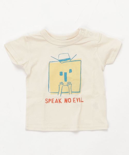 DILASH（ディラッシュ）の「やわらか天竺 見ざる/言わざる/聞かざる Tシャツ（Tシャツ/カットソー・キッズ・キナリ/グリーン/オレンジ・80/90/100/110/120/130/140）」の2枚目の写真