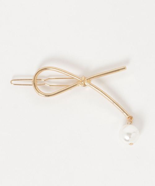 Fun & Daily(ファンアンドデイリー)の「F&D : リボンパールヘアクリップ(バレッタ/ヘアクリップ・レディース・シルバー/ゴールド・FREE)」の2枚目の写真