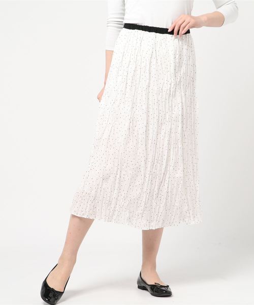 Samansa Mos2(サマンサ モスモス)の「クリンクルワッシャースカート(スカート・レディース・オフホワイト/ブラック/チャコールグレー・フリ-)」の2枚目の写真