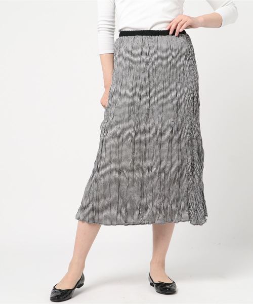 Samansa Mos2(サマンサ モスモス)の「クリンクルワッシャースカート(スカート・レディース・オフホワイト/ブラック/チャコールグレー・フリ-)」の1枚目の写真