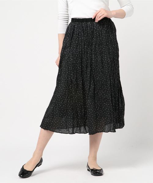 Samansa Mos2(サマンサ モスモス)の「クリンクルワッシャースカート(スカート・レディース・オフホワイト/ブラック/チャコールグレー・フリ-)」の3枚目の写真