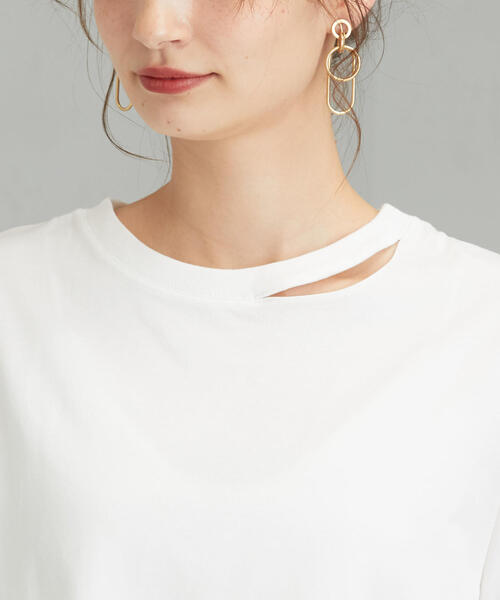 green label relaxing（グリーンレーベルリラクシング）の「＜MGHT＞SC デコルテ スリット ロング Tシャツ（Tシャツ/カットソー・レディース・ワインレッド/ダークグレー/ベージュ/オフホワイト・FREE）」の13枚目の写真