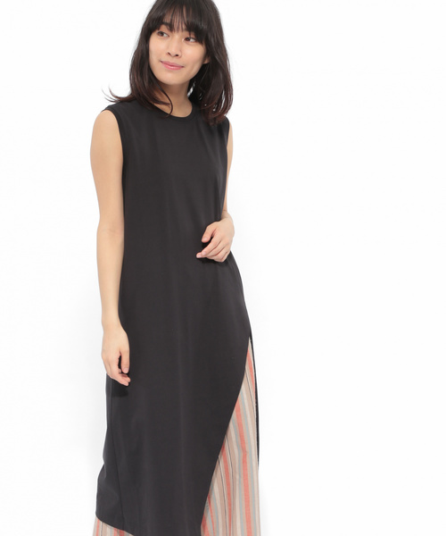 LAKOLE（ラコレ）の「【UVカット】アングルスリットスリーブレスワンピース / LAKOLE（ワンピース・レディース・ブラック/オフホワイト/カーキ/ライトブラウン・SMALL/MEDIUM）」の6枚目の写真