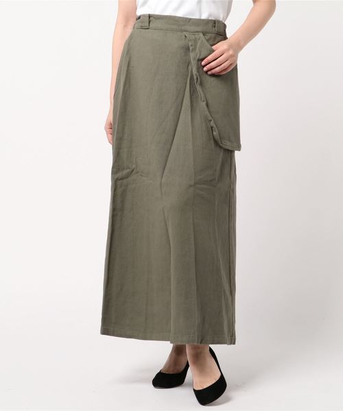 JUGLANS(ユグランス)の「綿ツイル ポケットスカート(スカート・レディース・ブラック/ベージュ/カーキ/キャメル・FREE)」の4枚目の写真