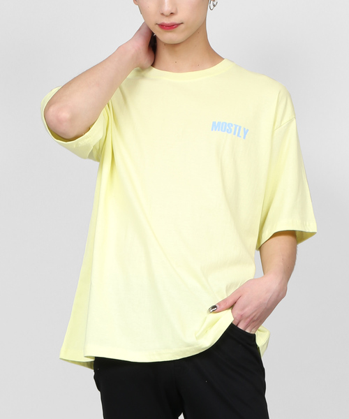 WEGO(ウィゴー)の「DING/MOSTLY Tシャツ(Tシャツ/カットソー・メンズ・ホワイト/イエロー/ブルー・FREE)」の1枚目の写真