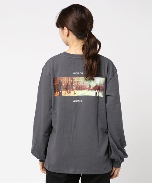 SpRay(スプレイ)の「BACK転写ボリュームスリーブロングTシャツ(Tシャツ/カットソー・レディース・ダークベージュ/オフホワイト/ピンク/チャコールグレー/ブラック・FREE)」の10枚目の写真