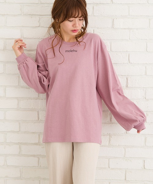 SpRay(スプレイ)の「BACK転写ボリュームスリーブロングTシャツ(Tシャツ/カットソー・レディース・ダークベージュ/オフホワイト/ピンク/チャコールグレー/ブラック・FREE)」の5枚目の写真
