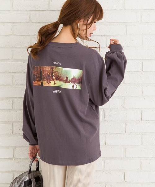 SpRay(スプレイ)の「BACK転写ボリュームスリーブロングTシャツ(Tシャツ/カットソー・レディース・ダークベージュ/オフホワイト/ピンク/チャコールグレー/ブラック・FREE)」の21枚目の写真