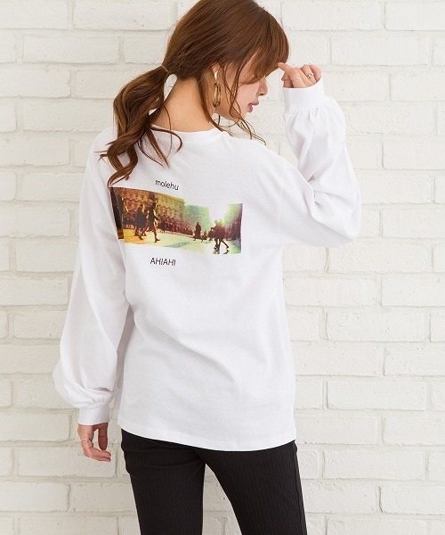 SpRay(スプレイ)の「BACK転写ボリュームスリーブロングTシャツ(Tシャツ/カットソー・レディース・ダークベージュ/オフホワイト/ピンク/チャコールグレー/ブラック・FREE)」の20枚目の写真
