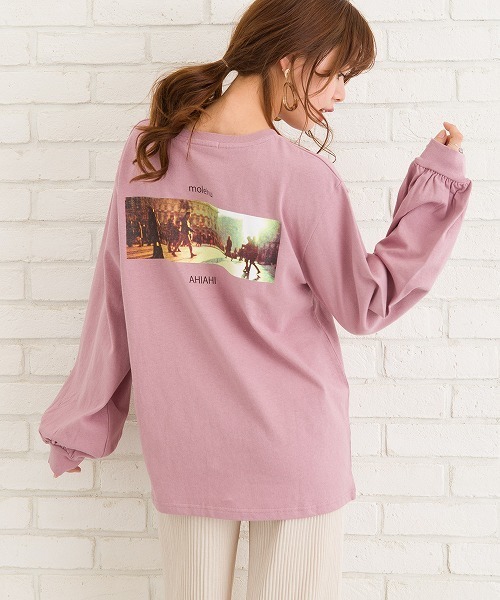 SpRay(スプレイ)の「BACK転写ボリュームスリーブロングTシャツ(Tシャツ/カットソー・レディース・ダークベージュ/オフホワイト/ピンク/チャコールグレー/ブラック・FREE)」の19枚目の写真