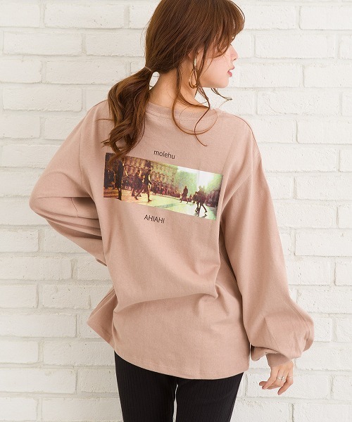 SpRay(スプレイ)の「BACK転写ボリュームスリーブロングTシャツ(Tシャツ/カットソー・レディース・ダークベージュ/オフホワイト/ピンク/チャコールグレー/ブラック・FREE)」の18枚目の写真