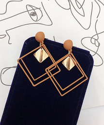 【c.u.l】スクエアフレームピアス マットカラー 大振り ピアス cula32