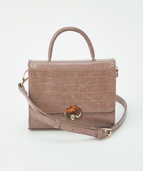 one after another NICE CLAUP（ワンアフターアナザーナイスクラップ）の「2Wayクロコスクエアバッグ（ショルダーバッグ・レディース・モカ/ベージュ/カーキ/アイボリー・FREE）」の3枚目の写真