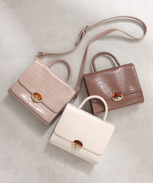 one after another NICE CLAUP（ワンアフターアナザーナイスクラップ）の「2Wayクロコスクエアバッグ（ショルダーバッグ・レディース・モカ/ベージュ/カーキ/アイボリー・FREE）」の10枚目の写真