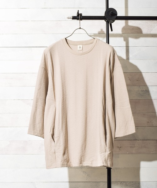 TRAP/U (トラップユー)の「【69】【TRAP/U】 切替8分カットソー(Tシャツ/カットソー・レディース・ホワイト/ベージュ/モカ/ライトピンク・MEDIUM/LARGE)」の4枚目の写真