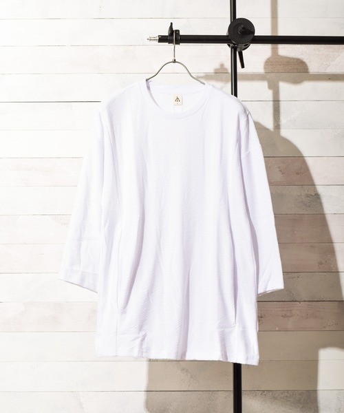 TRAP/U (トラップユー)の「【69】【TRAP/U】 切替8分カットソー(Tシャツ/カットソー・レディース・ホワイト/ベージュ/モカ/ライトピンク・MEDIUM/LARGE)」の2枚目の写真