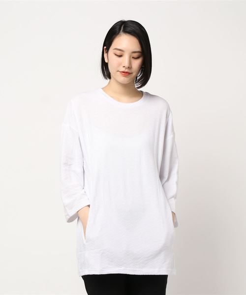 TRAP/U (トラップユー)の「【69】【TRAP/U】 切替8分カットソー(Tシャツ/カットソー・レディース・ホワイト/ベージュ/モカ/ライトピンク・MEDIUM/LARGE)」の9枚目の写真