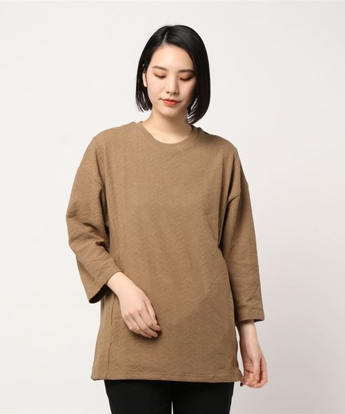 TRAP/U (トラップユー)の「【69】【TRAP/U】 切替8分カットソー(Tシャツ/カットソー・レディース・ホワイト/ベージュ/モカ/ライトピンク・MEDIUM/LARGE)」の10枚目の写真