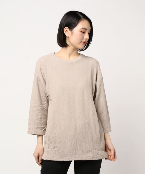 TRAP/U (トラップユー)の「【69】【TRAP/U】 切替8分カットソー(Tシャツ/カットソー・レディース・ホワイト/ベージュ/モカ/ライトピンク・MEDIUM/LARGE)」の11枚目の写真