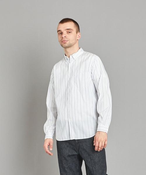 Steven Alan（スティーブンアラン）の「＜Steven Alan＞ GIZA 92 T/C STRIPE SINGLE NEEDLE SHIRT/シャツ（シャツ/ブラウス・メンズ・ベージュ/ホワイト・LARGE/X-LARGE/MEDIUM/SMALL）」の2枚目の写真